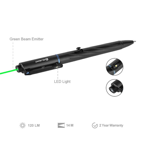 120 Lumen Rechargeable Pen Light w Green Laser