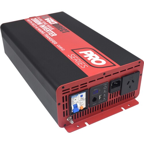 12 Volt Direct 2000W 80A Pure Sine Wave Inverter Charger w/ RCD & Mains Transfer Switch 12V DC to 240V AC